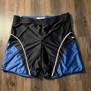 Reversible Nike Men's Basketball Shorts Athletic Black Blue‎ Color Block Swoosh